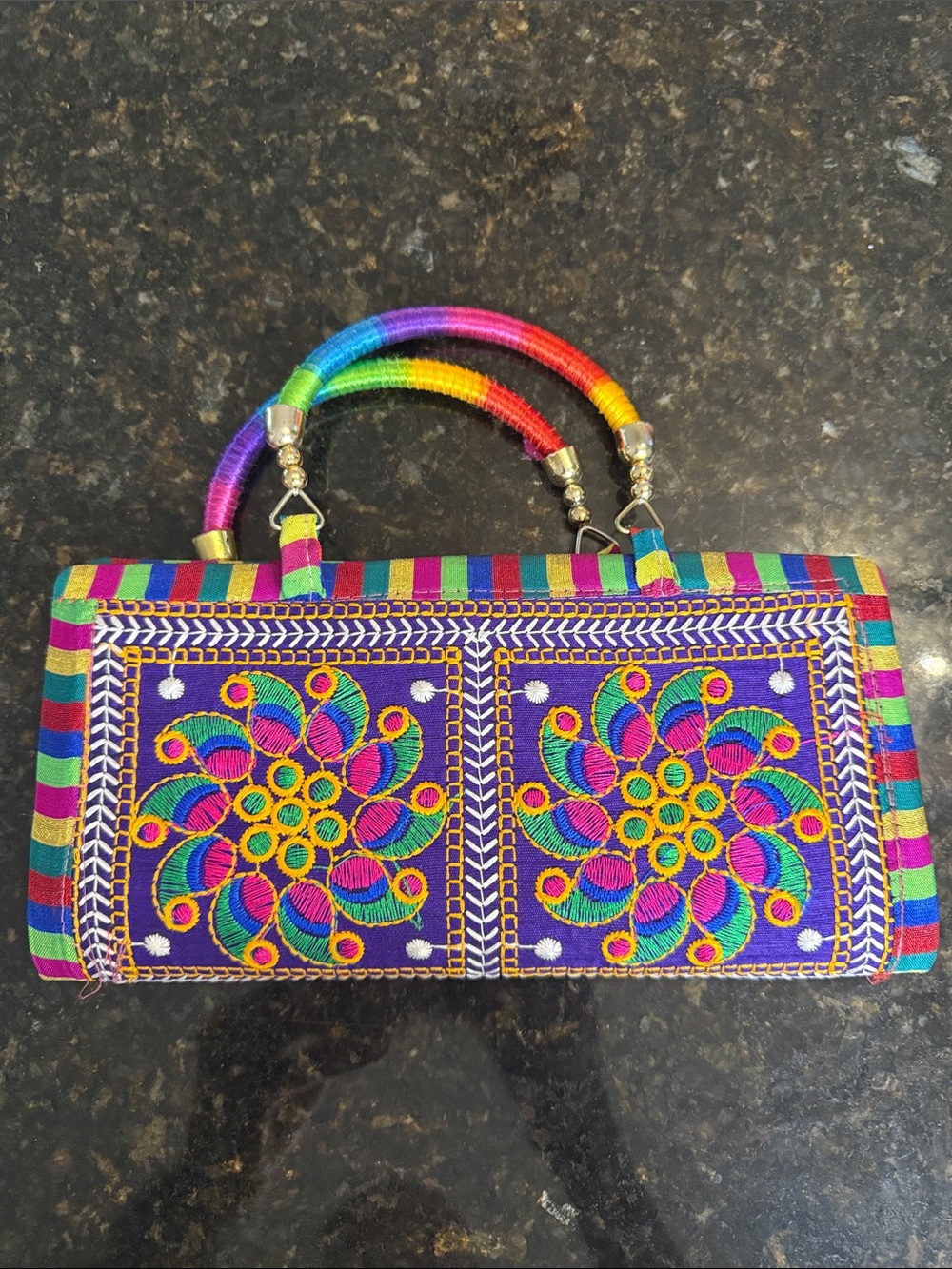 Tennis night out Handcrafted Multicolor Embroidered Women's Clutch